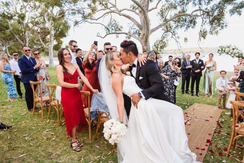 Matilda Bay Wedding Melissas Photography aisle kiss